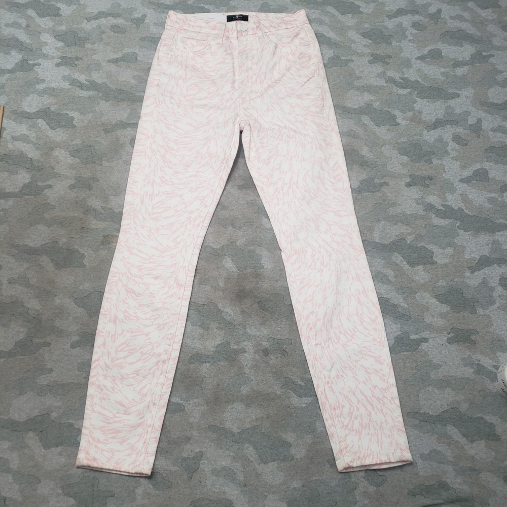 7 For All Mankind Jeans Womens 24 Pink High Waist Ankle Skinny Denim NWT